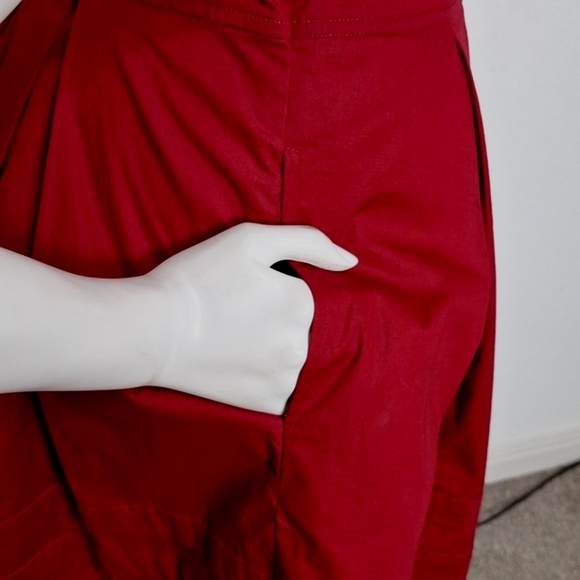 eShakti Red Burgundy Whimsigoth Witchy A-Line Midi Dress W/Pockets Plus Size 2X - Picture 7 of 14